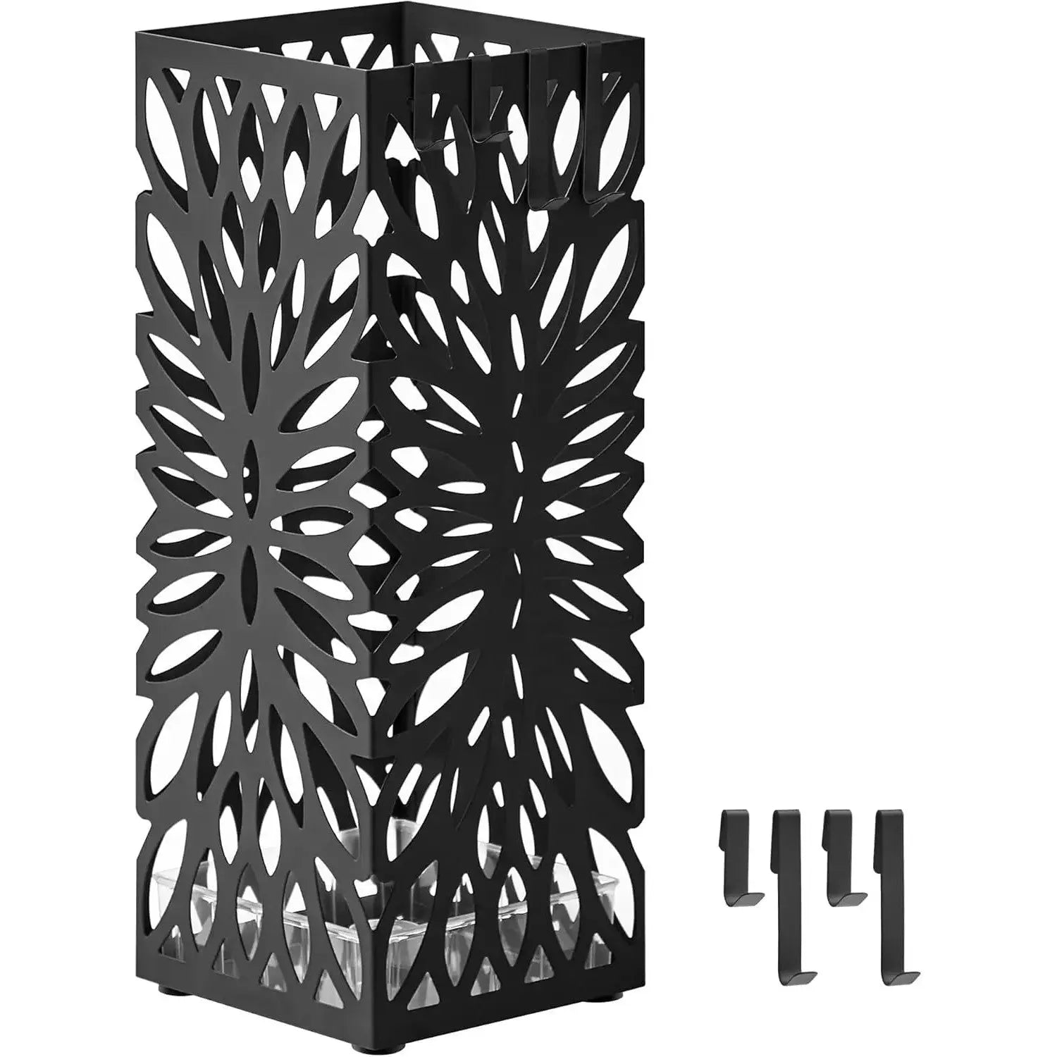 Regenschirmständer quadratisch Metall mit Haken 41cm hoch schwarz von Songmics