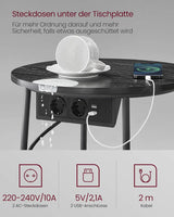 Beistelltisch mit Steckdose, Stauraum, schiefergrau von Songmics