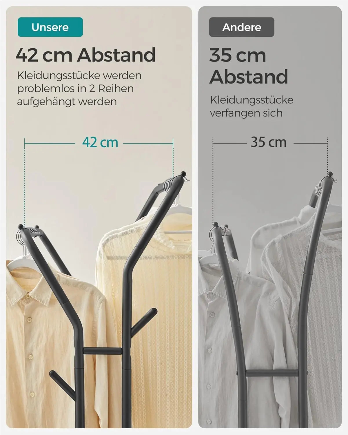 Kleiderständer auf Rollen Stahlrohre Schwarz von Songmics