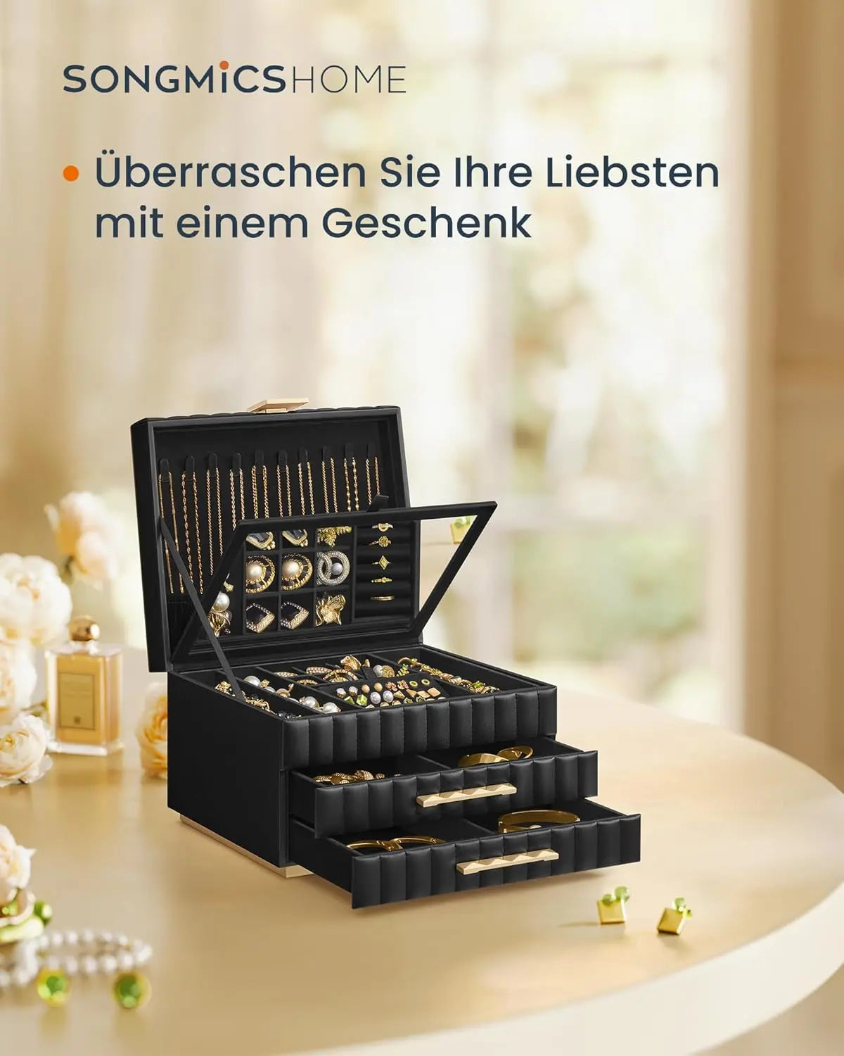 Schmuckkästchen mit Spiegel, tintenschwarz von guteszeug.ch