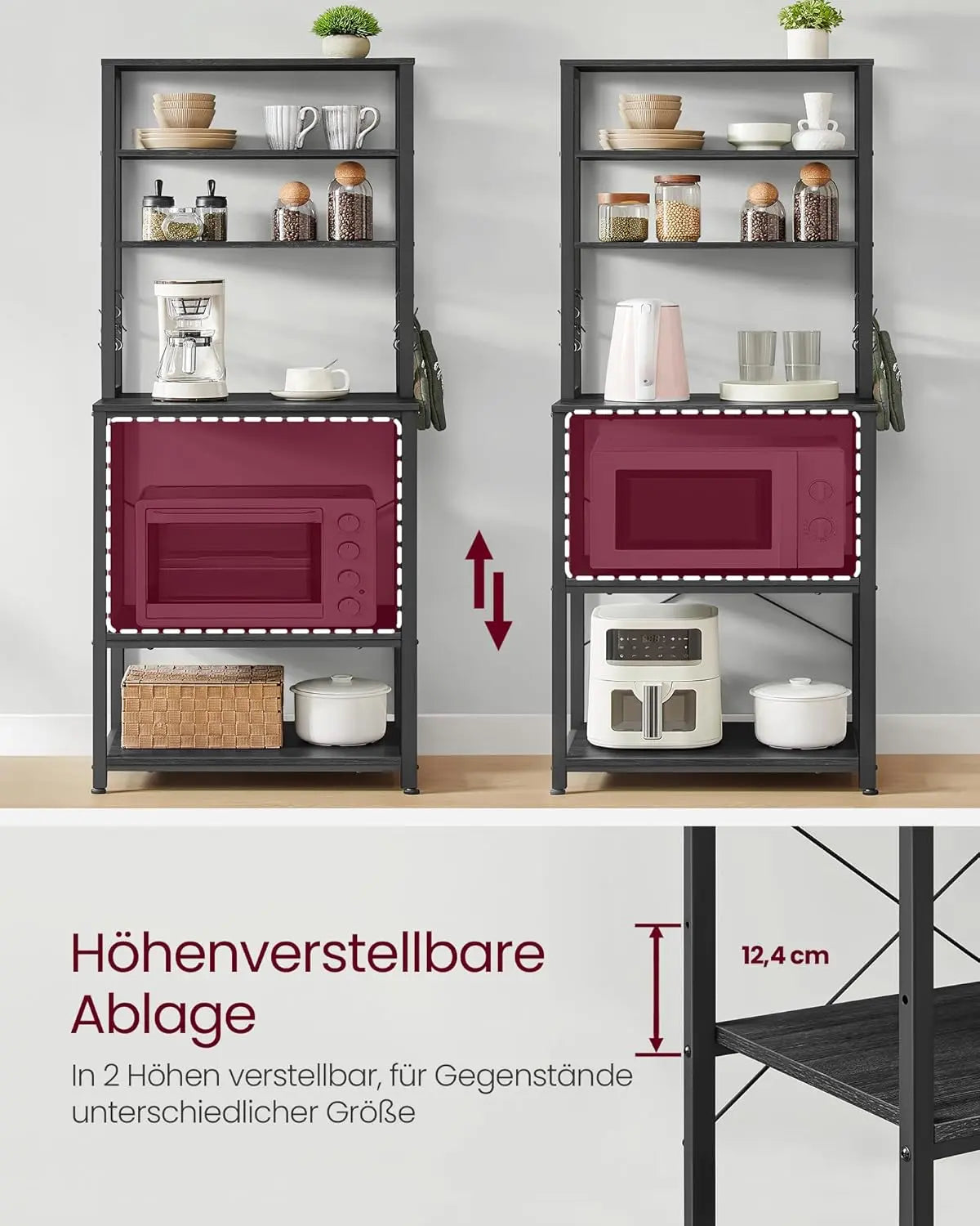 Küchenregal 6 Ablagen anthrazit Stahl von Songmics