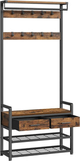 Garderobenständer mit Schuhbank Vintagebraun von Songmics