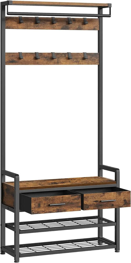 Garderobenständer mit Schuhbank Vintagebraun von Songmics