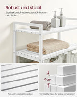 Wäschekorb mit 2 Fächern und 2 Ablagen, ausziehbar, weiss von Songmics