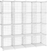 Steckregal Modulares Gitterregal Drahtrahmen Weiss von Songmics