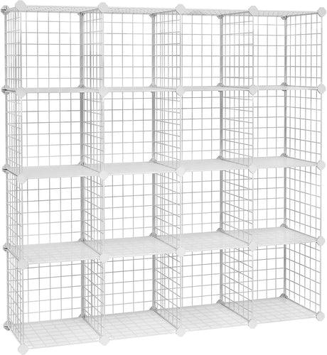 Steckregal Modulares Gitterregal Drahtrahmen Weiss von Songmics