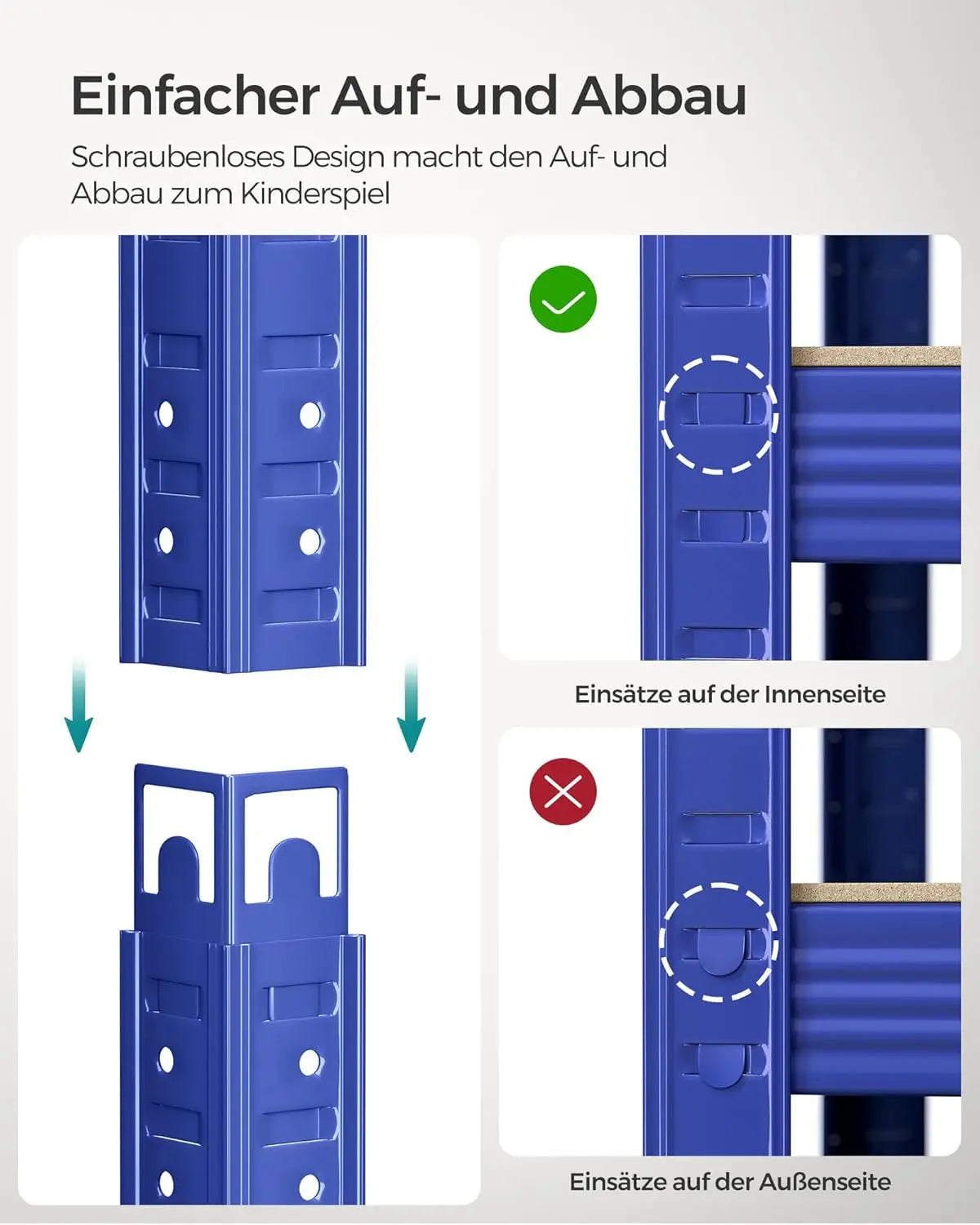 Regal Schwerlast 600kg Stahl 5 Ablagen Blau von Songmics