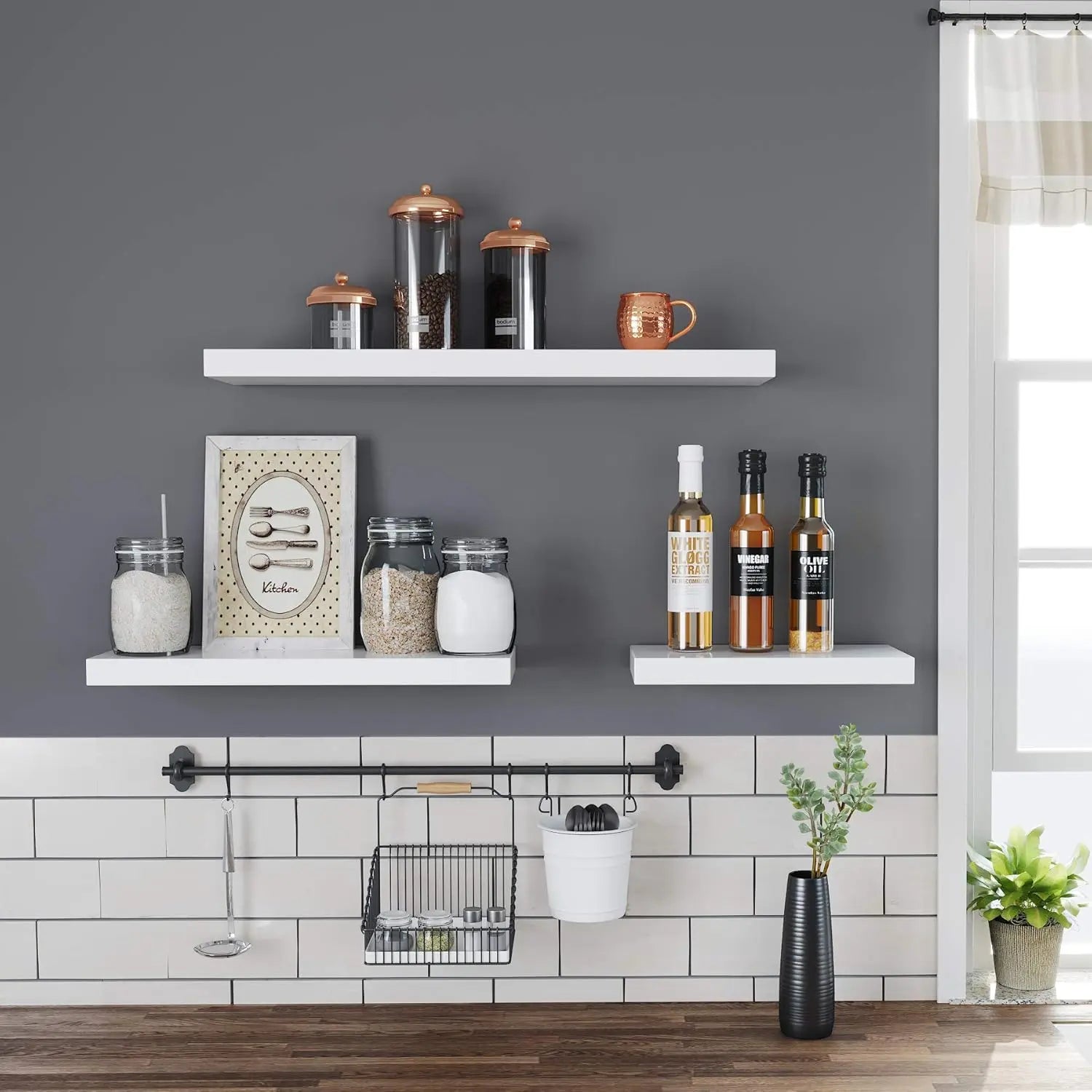 Wandregal MDF / Spanplatte Schweberegal Weiss 60cm von Songmics