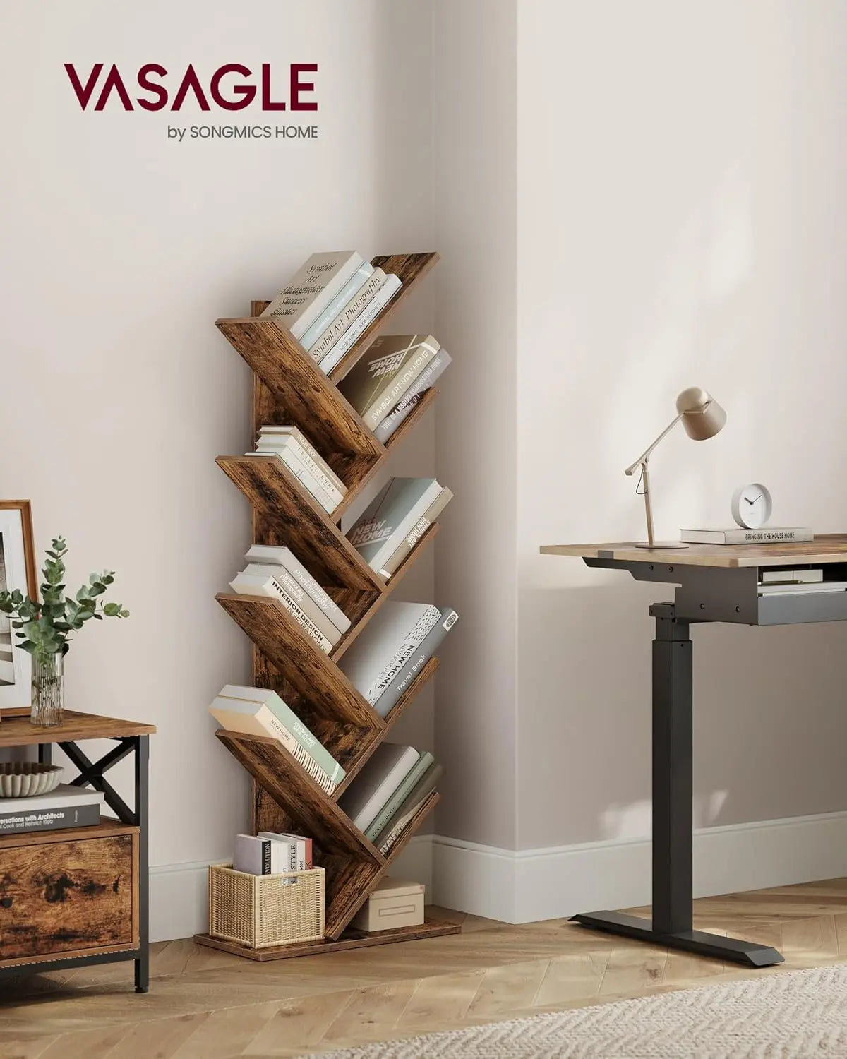 Bücherregal Baumform 9 Ebenen Vintagebraun von Songmics