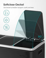 Mülleimer Küche Mülltrennsystem 3 Fächer Schwarz von Songmics