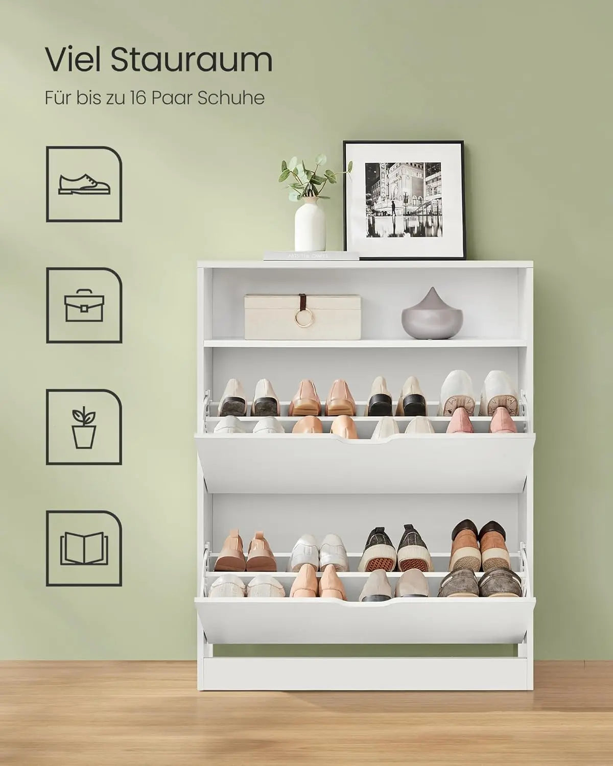Schuhschrank mit verstellbarer Trennwand Weiss von Songmics