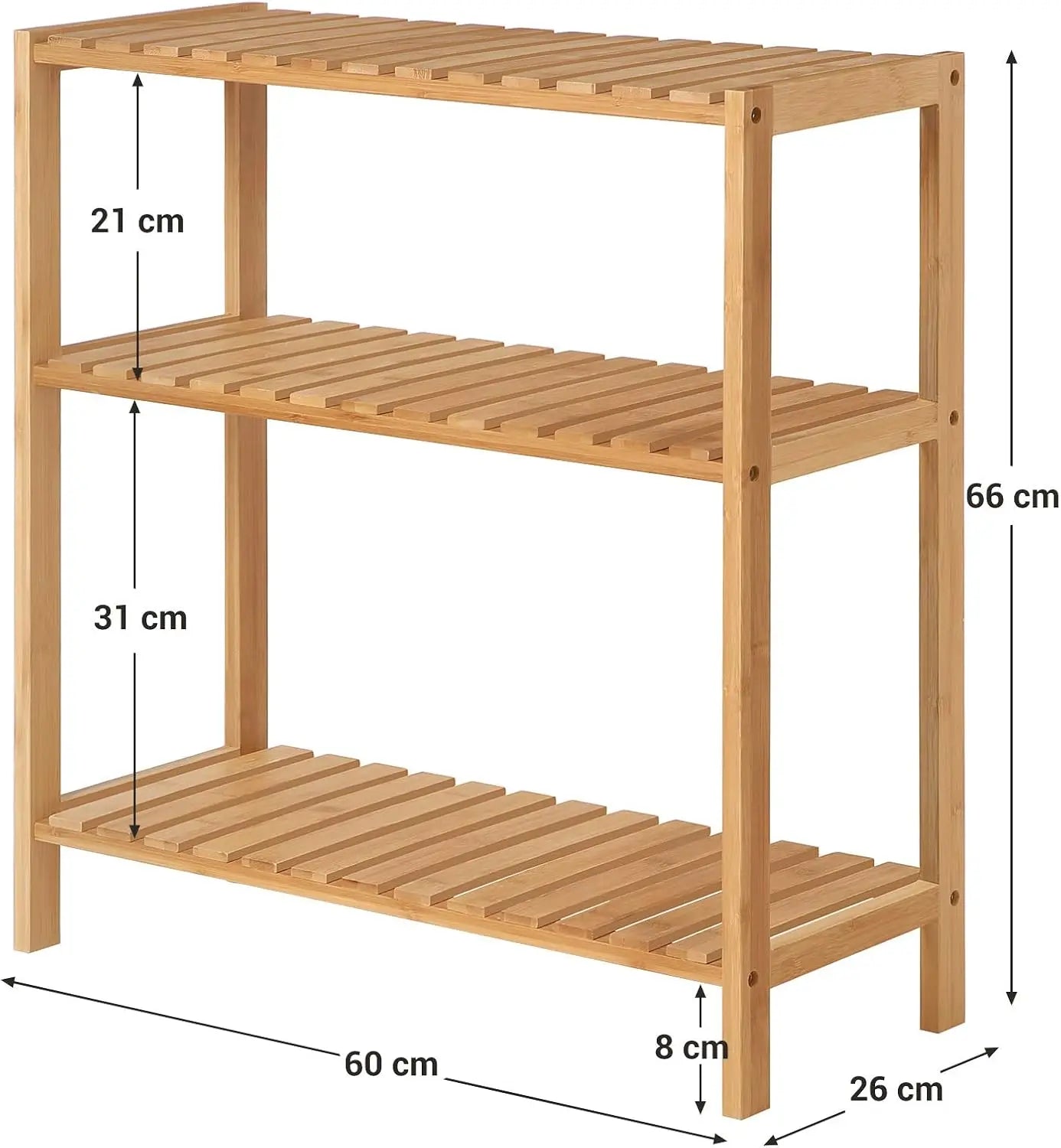 Badezimmerregal Bambus 3 Ebenen Naturbeige von Songmics