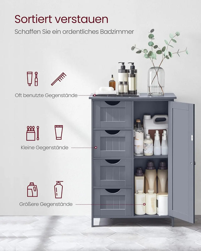 Badezimmerschrank mit Schubladen und Tür Grau von Songmics