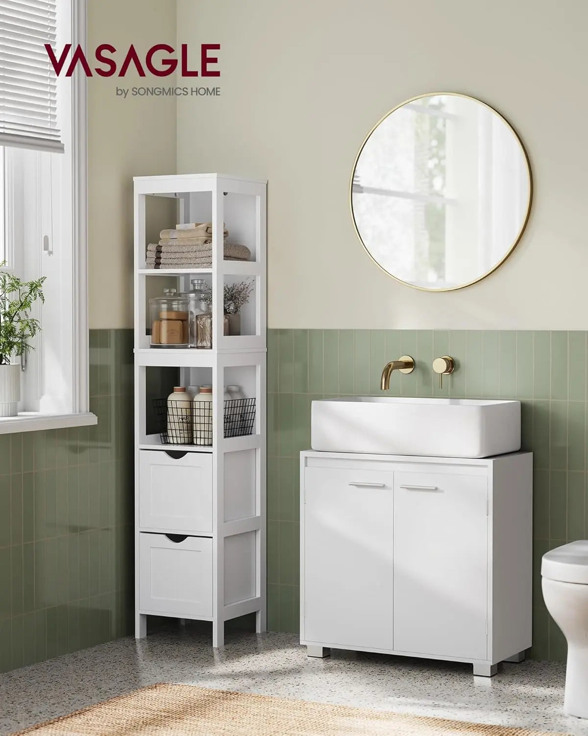 Waschbeckenunterschrank weiss Holz 60cm von Songmics