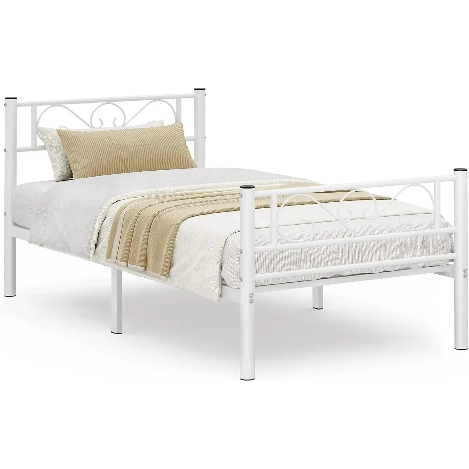 Metallbettgestell 90x190cm Weiss Platzsparend Einfachmontage von Songmics