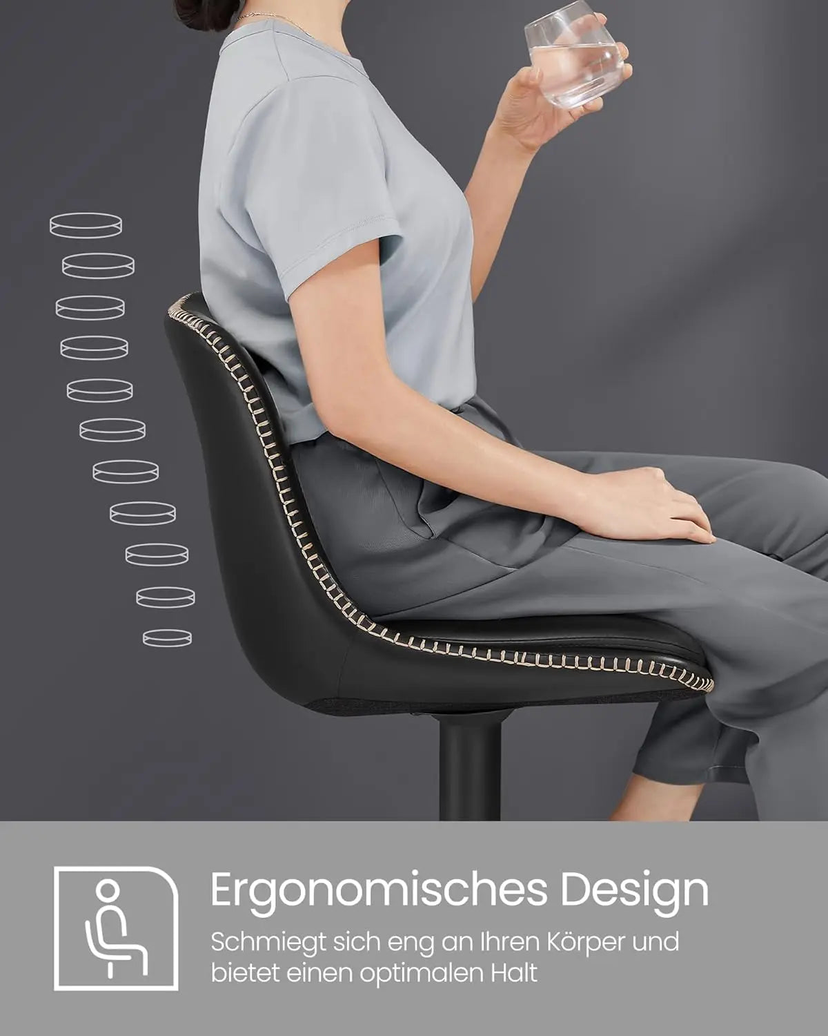 Barhocker höhenverstellbar drehbar schwarz PU von Songmics
