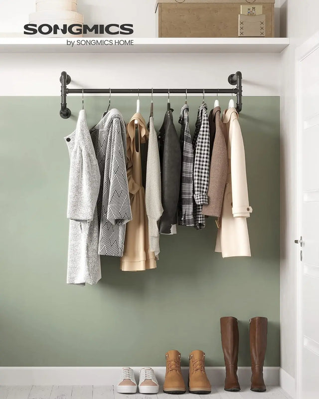 Kleiderständer Wandmontage Industrie-Design Set Schwarz von Songmics