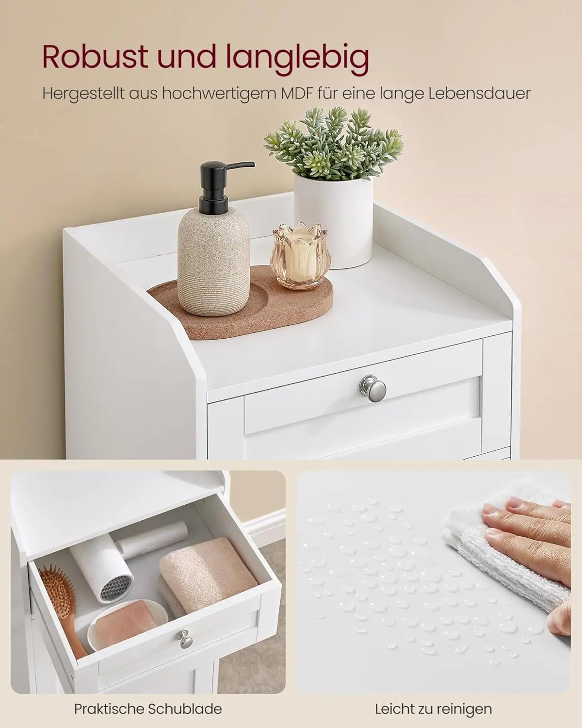 Badschrank mit Wäschekorb wolkenweiss von Songmics