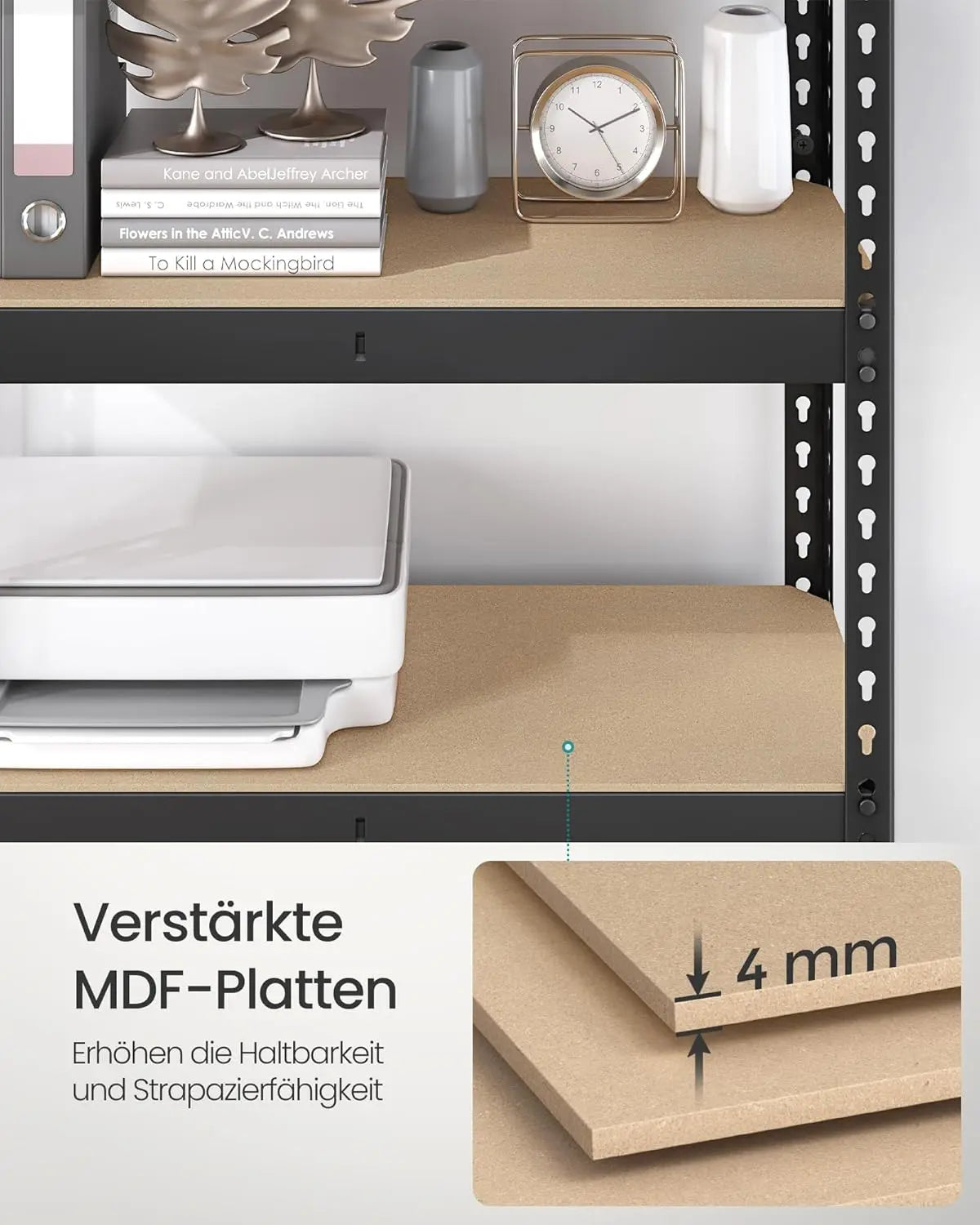 Schwerlastregal 875kg 2er-Set Belastbar Schwarz Metall von Songmics