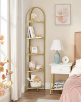 Eckregal 5 Ebenen Glasregal Gold von Songmics