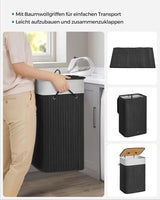 Wäschekorb Bambus faltbar 72L Schwarz von Songmics