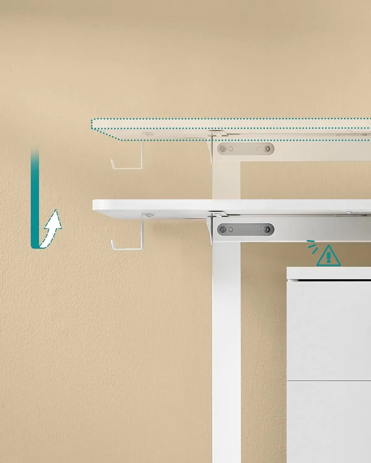 Elektrischer Höhenverstellbarer Schreibtisch Weiss Holz von Songmics