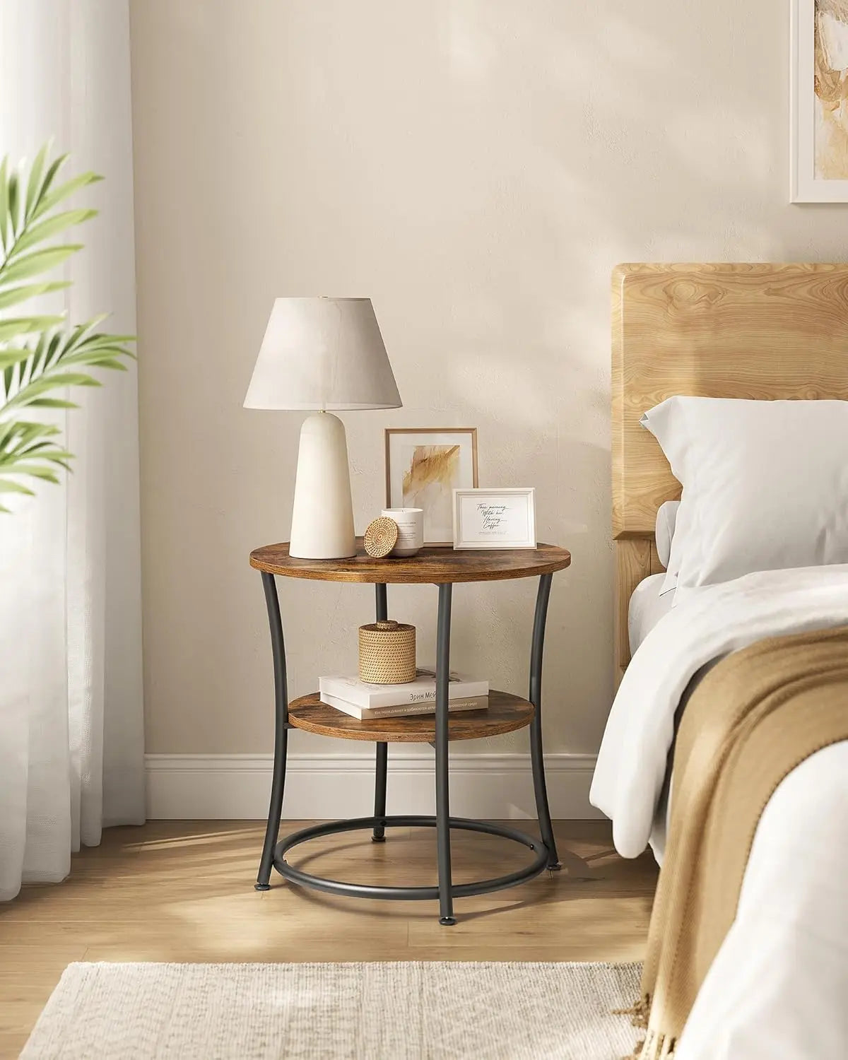 Beistelltisch Industrie-Design mit Ablagen vintagebraun von Songmics