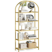Regal Standregal Hartglas Bogenform Metall Goldfarben von Songmics