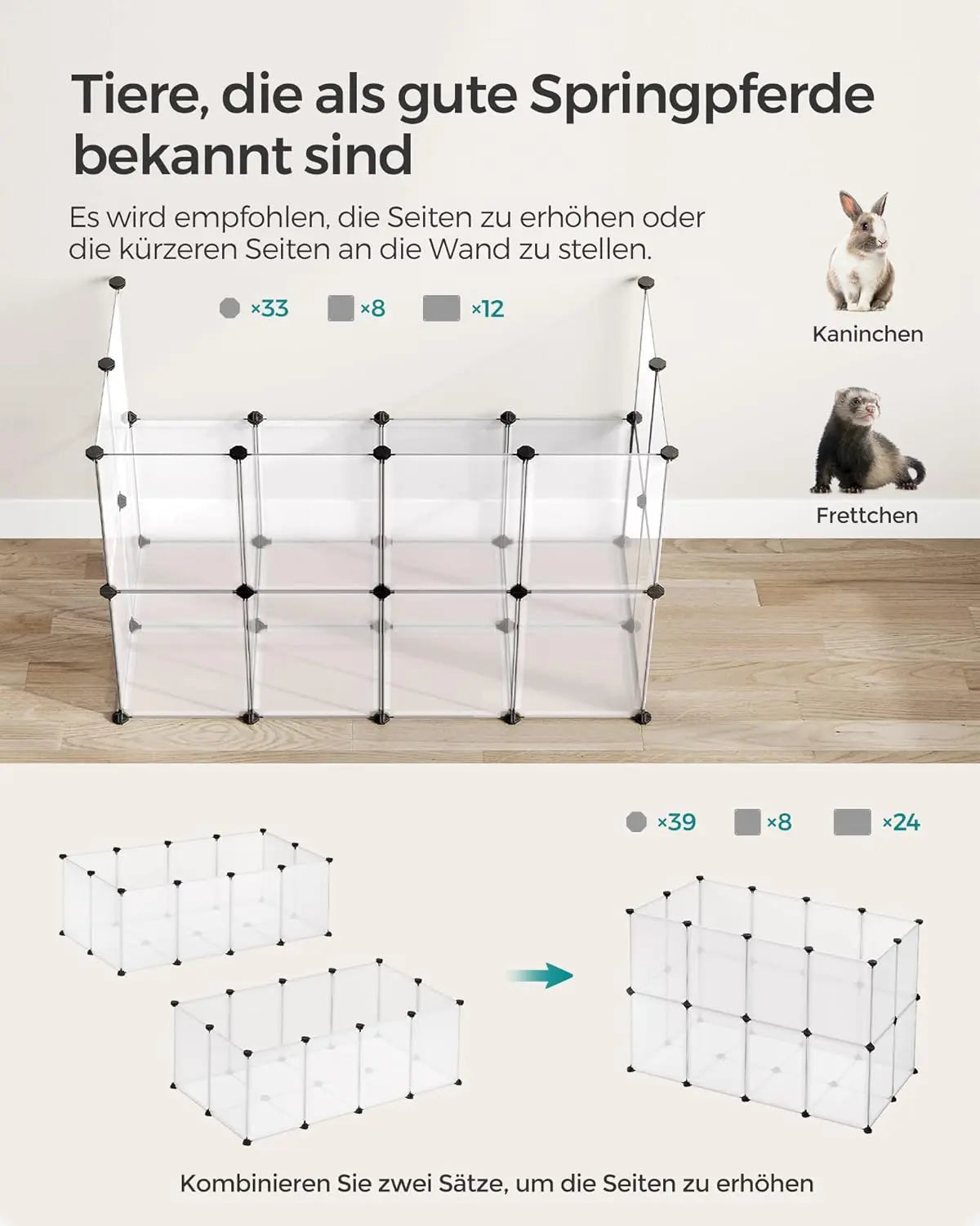 Freigehege Kunststoff für Kleintiere Weiss von Songmics