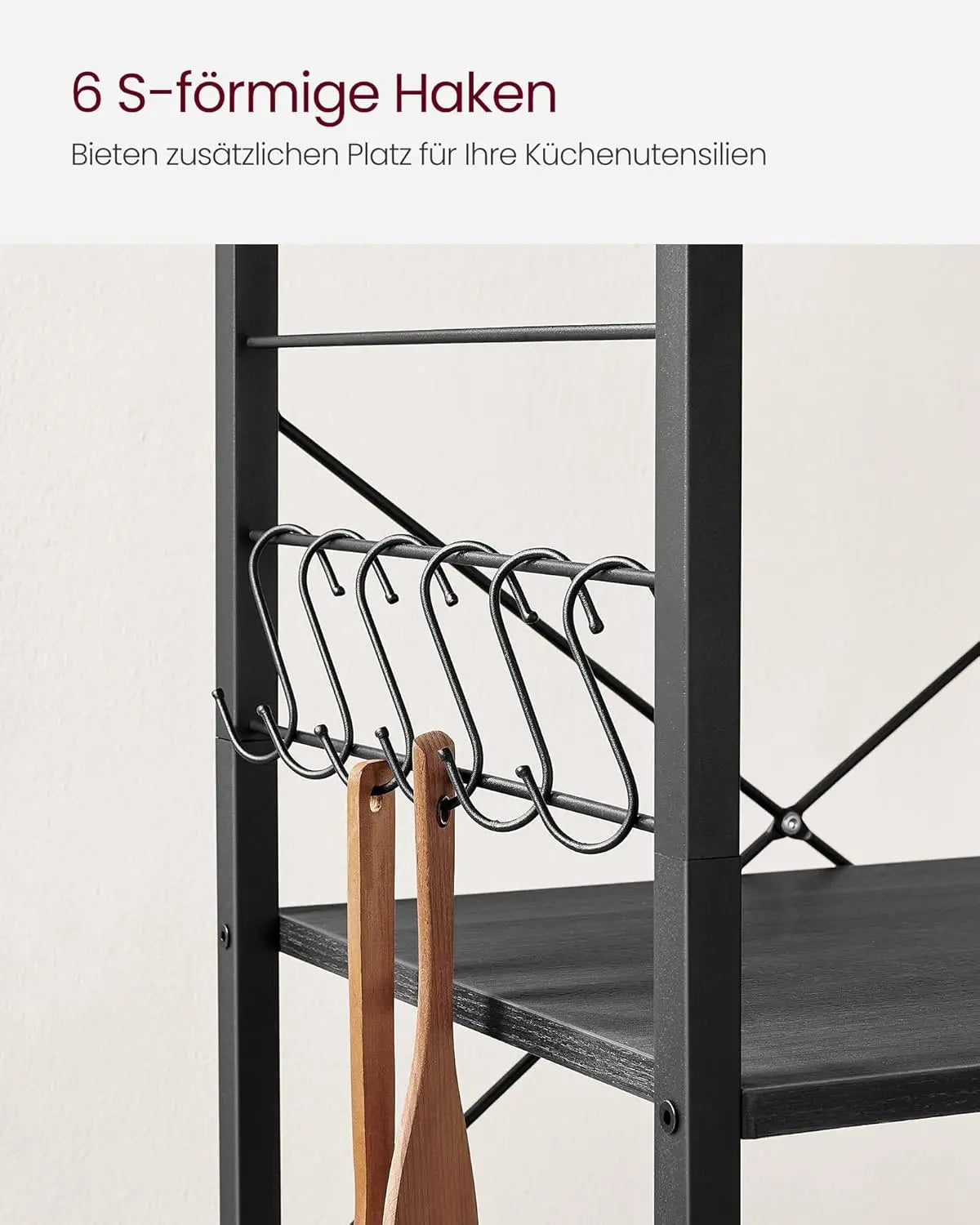 Küchenregal auf Rollen mit Haken Anthrazitgrau von Songmics
