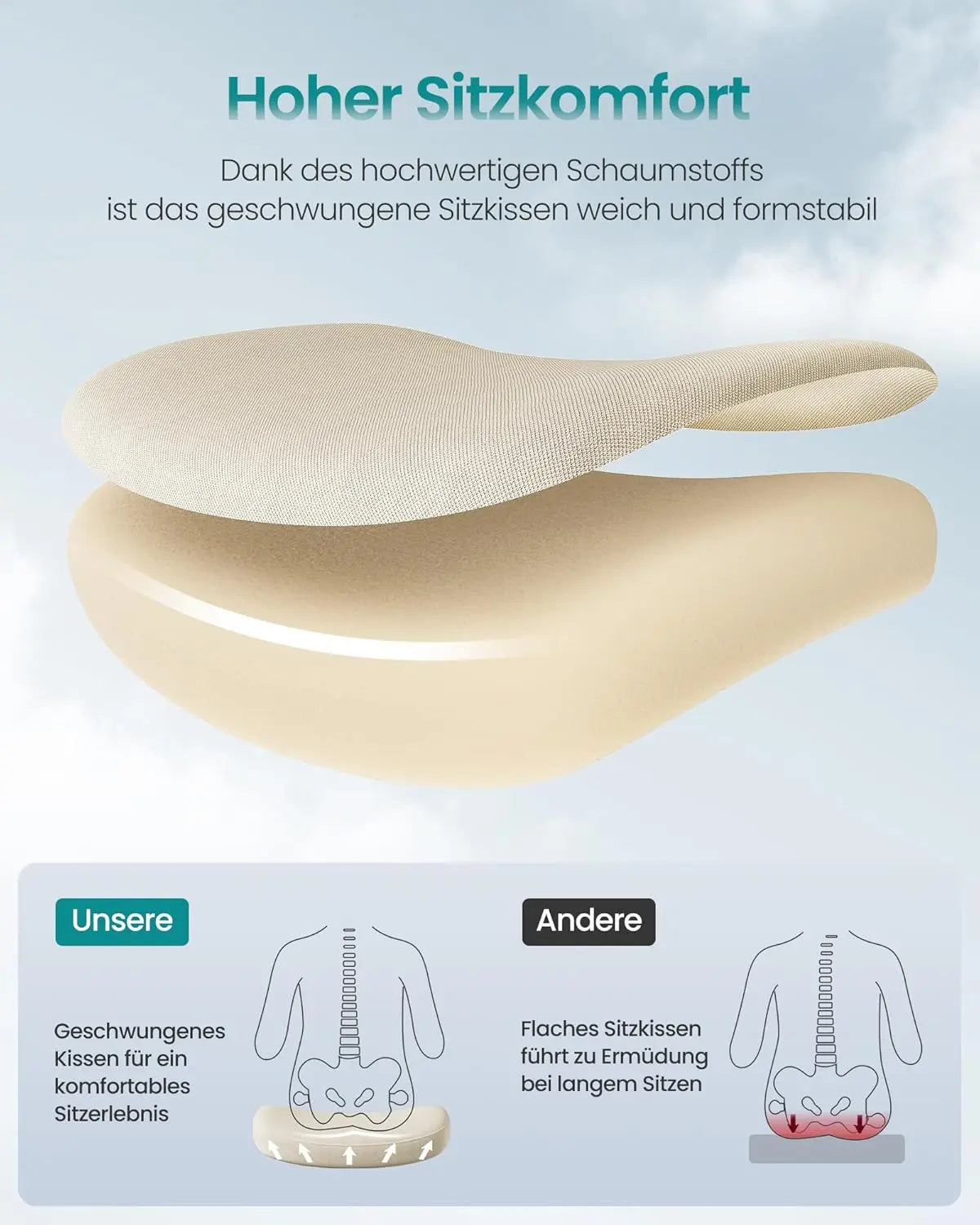 Bürostuhl ergonomisch cappuccinobeige Netzstoff von Songmics
