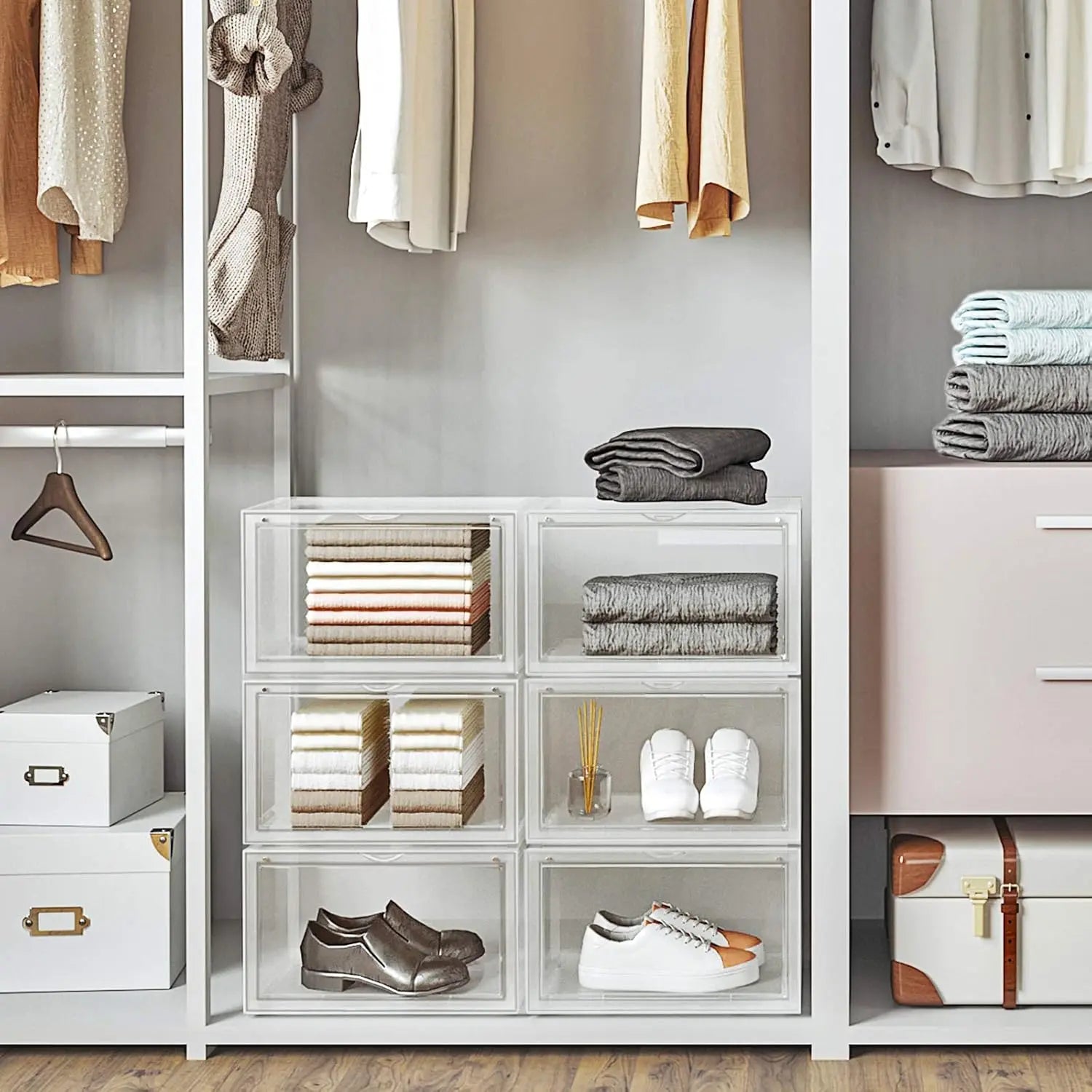 Schuhboxen Stapelbare Organizer Kunststoff Transparent von Songmics