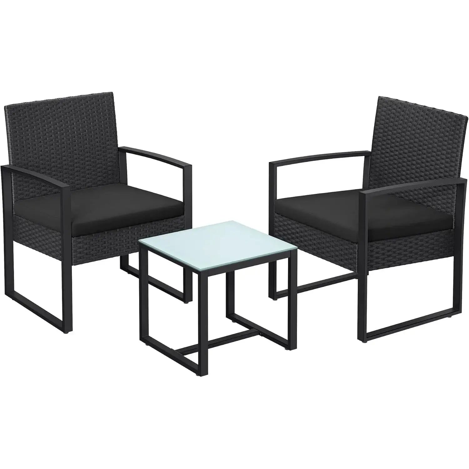 Polyrattan Lounge-Set schwarz wetterfest von Songmics
