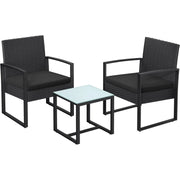 Polyrattan Lounge-Set schwarz wetterfest von Songmics