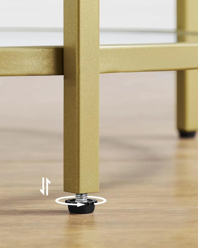 Beistelltisch rund Hartglas Metallgestell Gold von Songmics