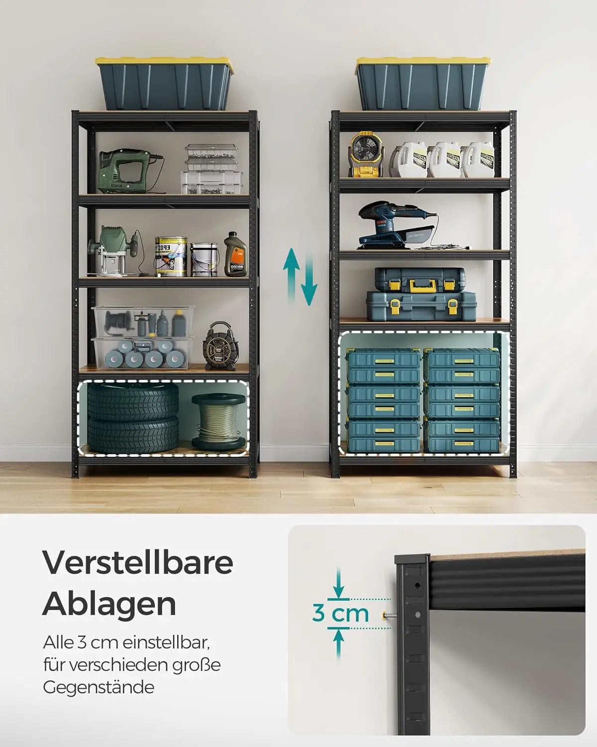 Regal Industrie Design Verstellbar Vintagebraun Schwarz von Songmics