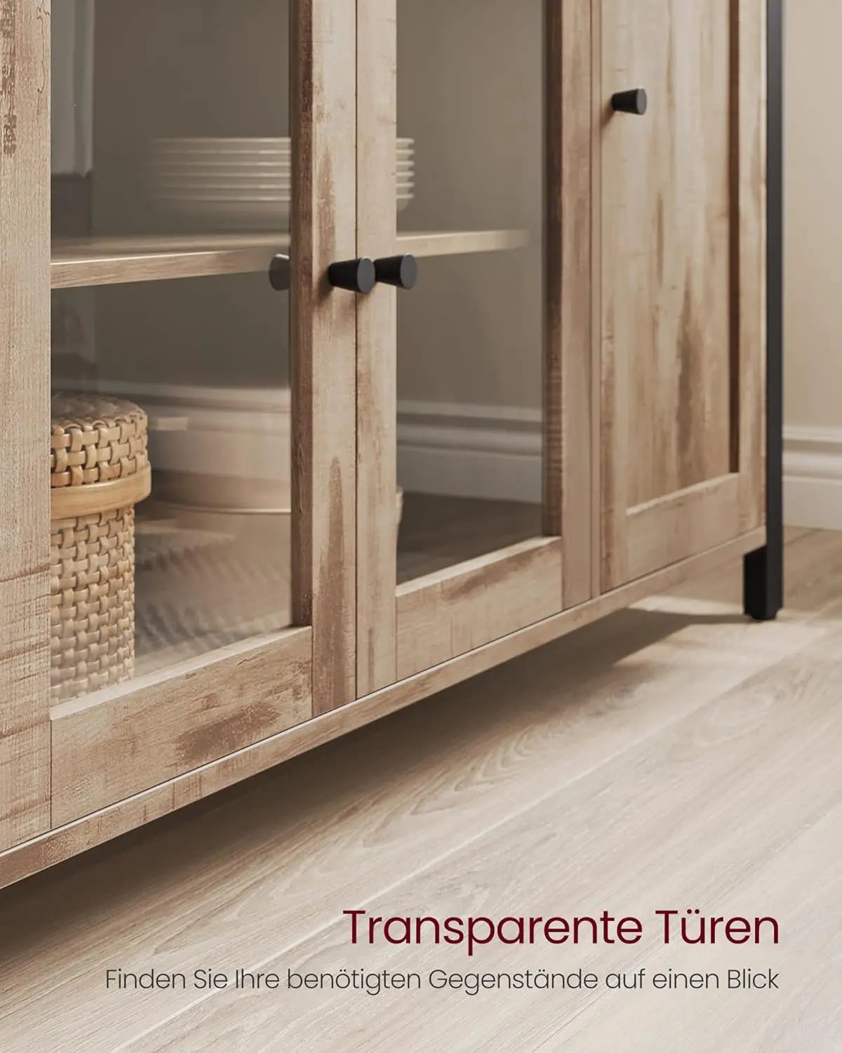 Sideboard 3 Türen Landhausstil eichenbraun von Songmics