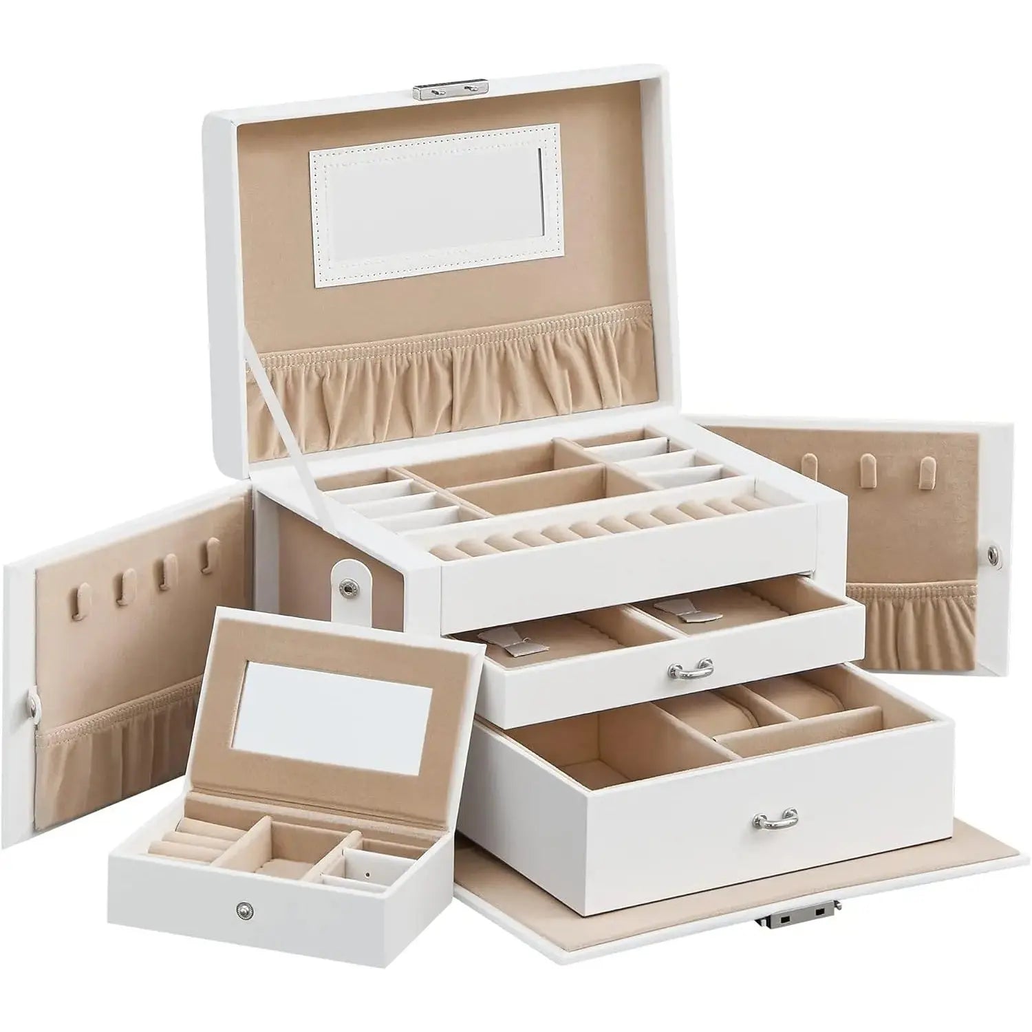 Schmuckkästchen mit Schubladen und Mini-Box Weiss von Songmics
