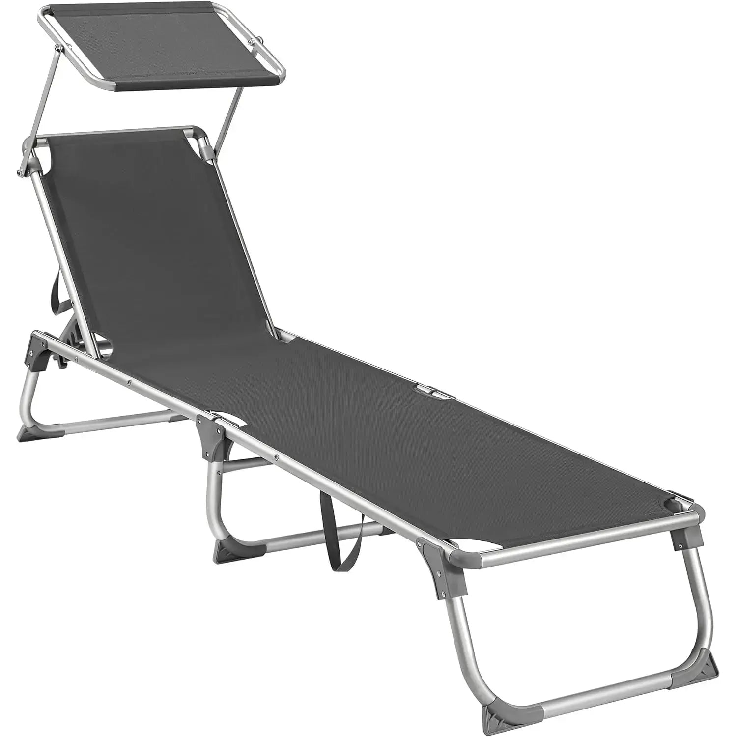 Sonnenliege mit Dach Aluminium rauchgrau von Songmics