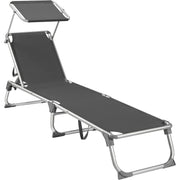 Sonnenliege mit Dach Aluminium rauchgrau von Songmics