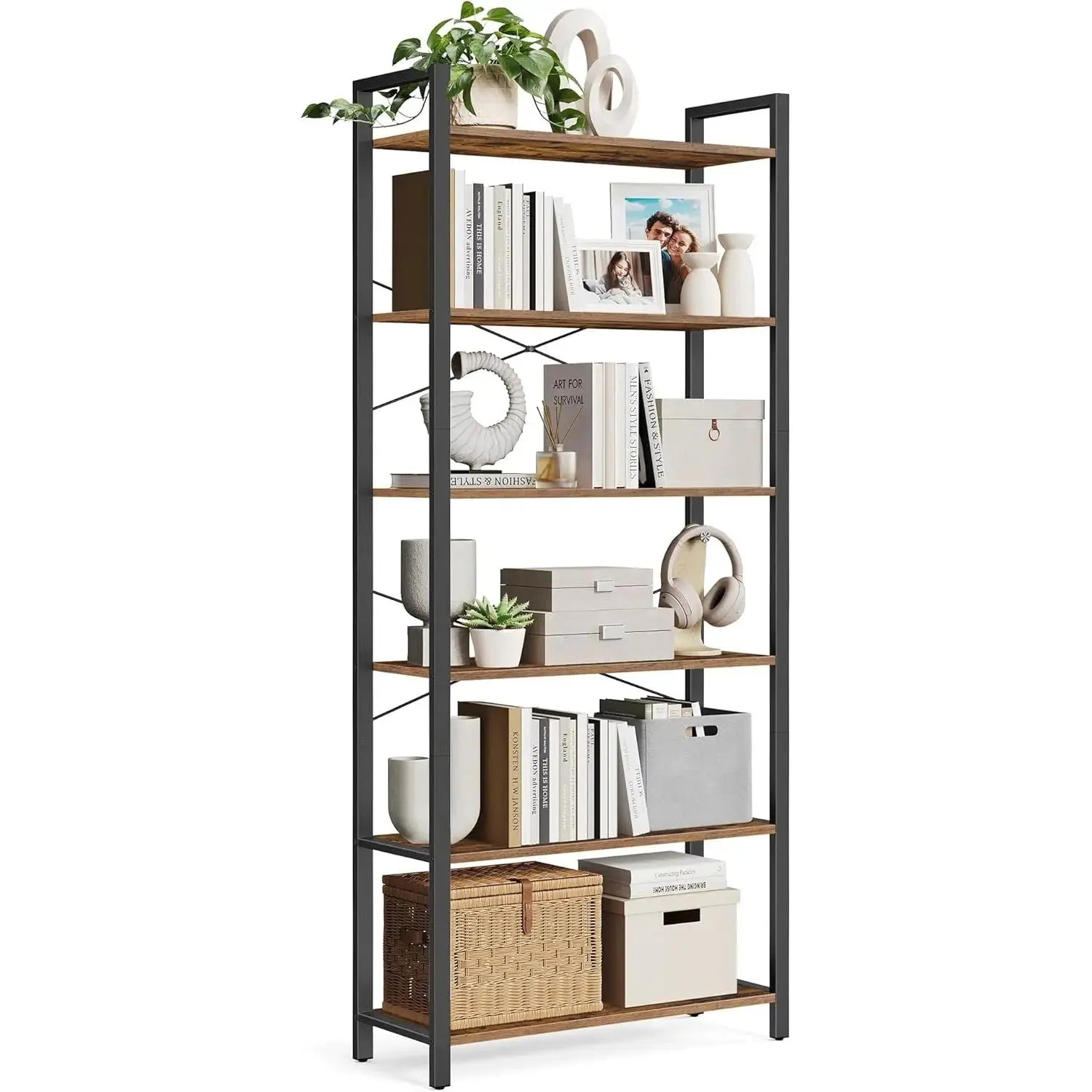 Bücherregal Industrie-Design freistehend vintagebraun-schwarz von Songmics