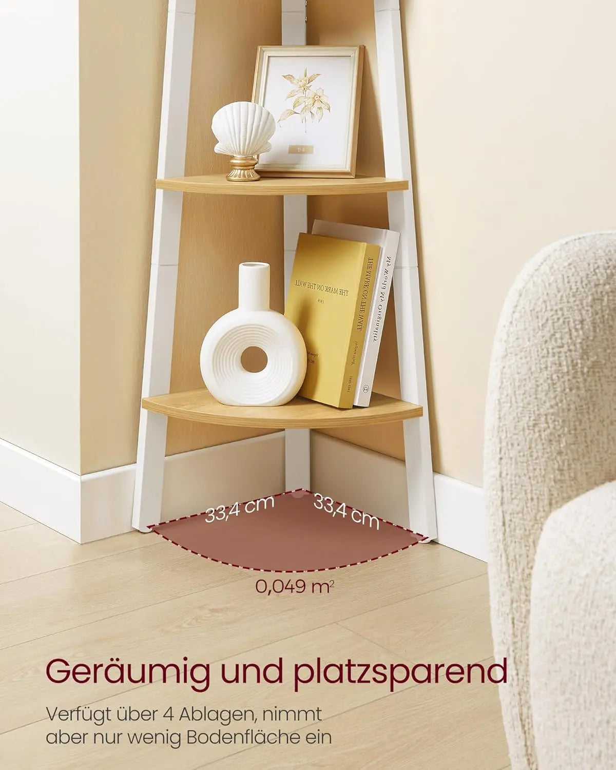 Eckregal Industrial-Design mit Stahlrahmen Natureichenfarben von Songmics