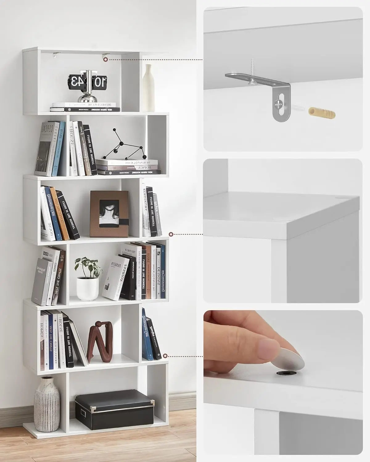 Bücherregal freistehend modern weiss von Songmics