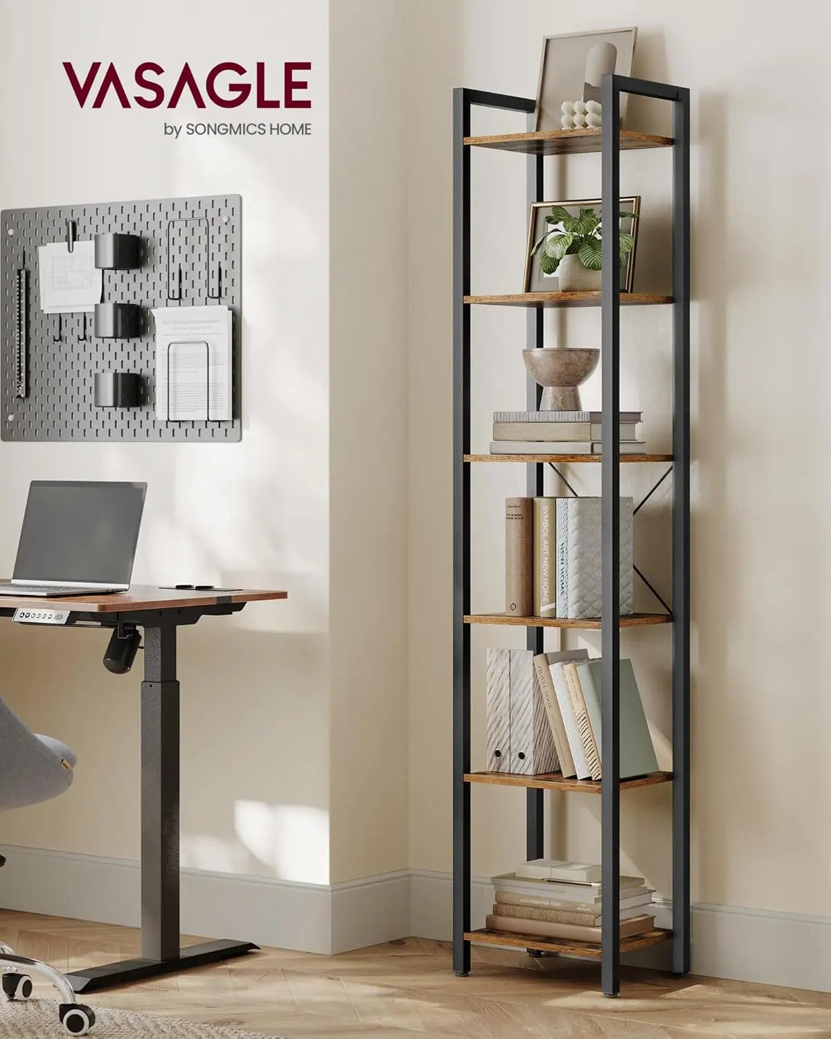 Regal Standregal mit 6 Ebenen Vintagebraun von Songmics