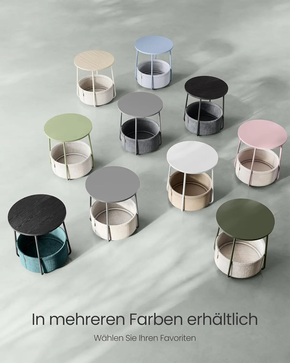 Beistelltisch mit Stauraum lorbeergrün-cremeweiss von Songmics