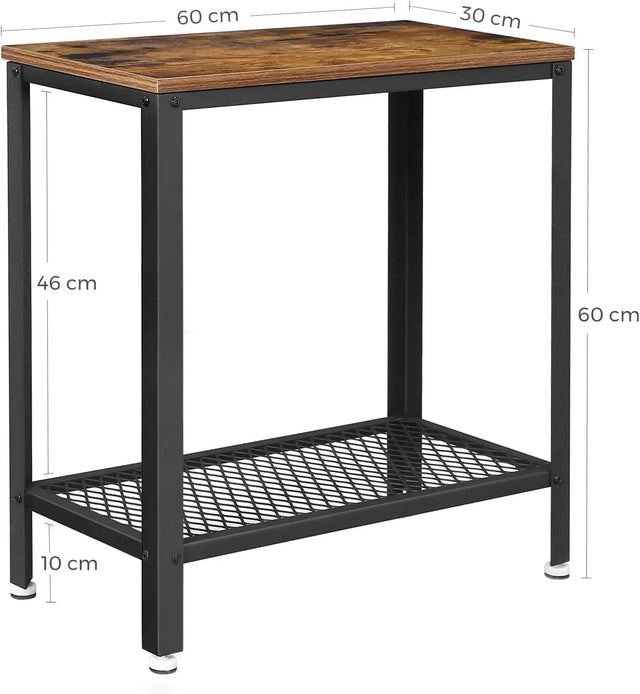 Beistelltisch mit Gitterregal rustikales Braun von Songmics