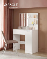 Schminktisch mit Spiegel und Ablagen Weiss von Songmics