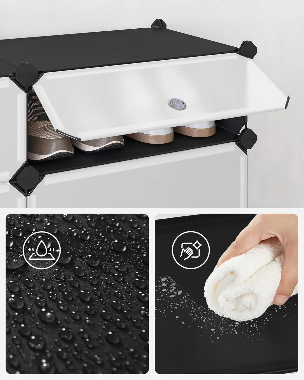 Schuhregal Steckregal DIY-Regal mit Tür Schwarz von Songmics