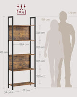 Bücherregal Industrie-Design mit Stahlgestell Vintagebraun von Songmics