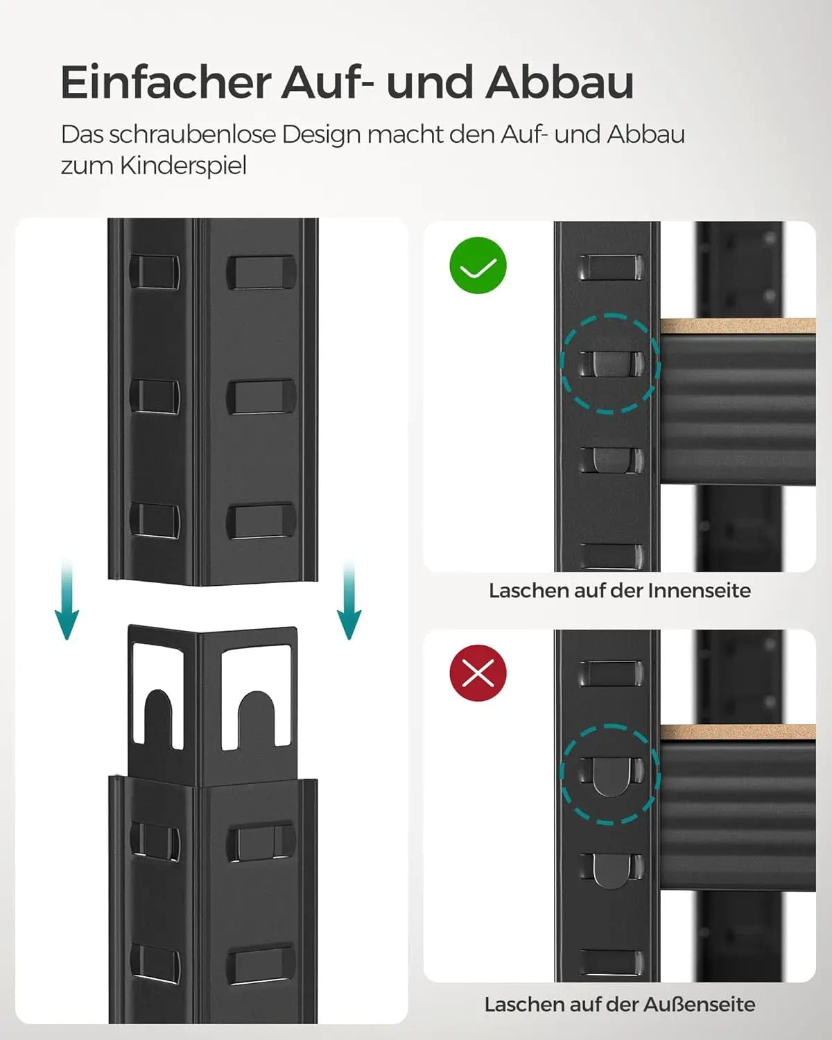 Standregal Industrie-Design mit 5 Ablagen, bis 650 kg belastbar, vintagebraun-schwarz von Songmics